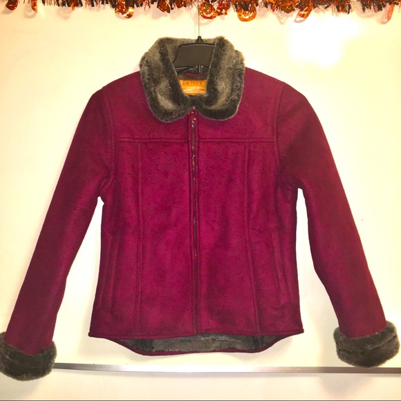 Outback Faux Shearling Coat Soft Lux Burgundy Red size Small fit Like a Medium - Picture 1 of 8